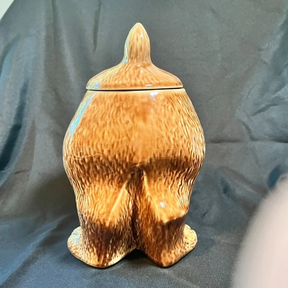 Vintage McCoy Thinking Dog Cookie Jar 0272 USA Brown Puppy Retro Kitchen Pottery